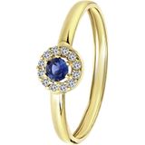 Lucardi Dames Ring met wit&blauwe zirkonia - Ring - Cadeau - Moederdag - 9 Karaat - Geelgoud