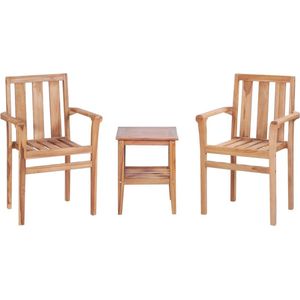 vidaXL Bistroset - 3-delig - Massief Teakhout Tuin Set - Teak Houten Meubels - Bistro Set - Buitendecor - Terrasdecor