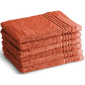 Washandjes Supreme 650 GSM - 100% Egyptisch Katoen - 6 stuks - 16x21 - terracotta