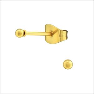 Aramat Jewels - Goudkleurige Bolletjes Oorstekers - Goudkleurig Staal - 2mm - Elegant - Klassiek - Juwelen - Accessoires - Cadeautip - Feestdagen - RVS