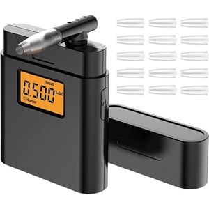 Professionele Blaastest - Blaastest Alcohol - Alcoholmeter - Alcohol Meter - Blaas Test - Snel En Nauwkeurig Resultaat - 15 Verwisselbare Mondstukken - Met LCD-scherm - Draagbaar - Lichtgewicht