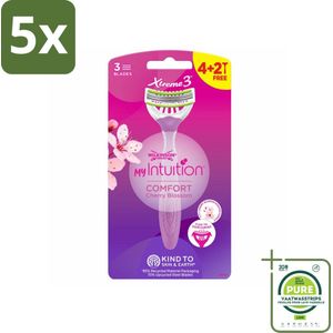 5 x Wilkinson - Wegwerpscheermesjes - Xtreme 3 My Intuition - Comfortabel - 6 mesjes - Grootverpakking - Wegwerpscheermesjes - Scheermesjes - Scheermesjes Voor Vrouwen - Scheermesjes Comfort - Scheermesjes Gevoelige Huid