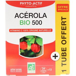 Phyto-Actif Acerola 500 Organic 24 Tabletten + 1 Gratis Tube