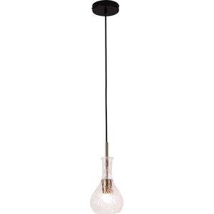 Olucia Danny - Design Hanglamp - Glas/Metaal - Transparant;Zwart - Cilinder - 14 cm