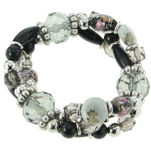 Behave Elastische armband met rozenkralen