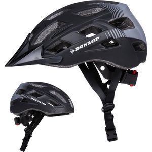 Dunlop Fietshelm - Mountainbike Helm - Maat L - Verstelbaar 58-61cm - LED Verlichting - Zwart