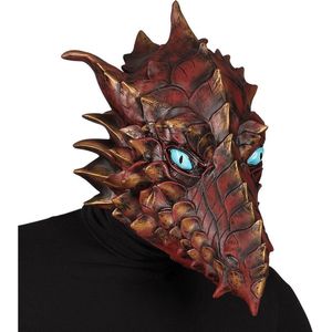 Widmann - Draak Kostuum - Masker Vuurspuwende Draak - Brons - Halloween - Verkleedkleding