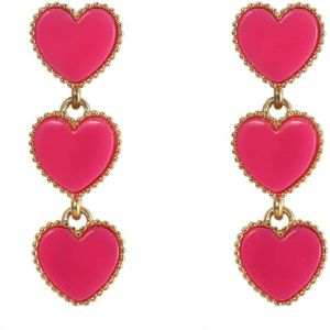 The Jewellery Club - Bo heart earrings pink - Oorbellen - Dames oorbellen - Stainless steel - Goud - 4,2 cm