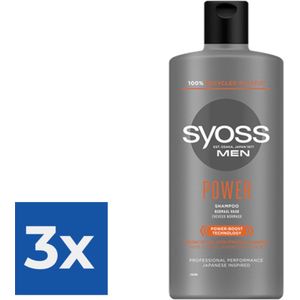 Syoss Men Power Shampoo - 440 ml - Voordeelverpakking 3 stuks