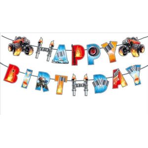 Monster Truck verjaardagsslinger - Verjaardagsdecoratie - Monster Jam - Hot Wheels feestdecoratie - Blaze Monstertruck vlaggenlijn - Happy Birthday vlaggenlijn - Verjaardagsversiering - Monster Truck thema - Monster Jam -