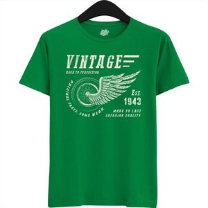 A Vintage Motorcycle Addict Est 1943 | Retro Verjaardag Motor Cadeau Shirt - T-Shirt - Unisex - Kelly Groen - Maat XXL