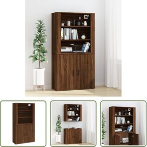 The Living Store Hoge Kast Bruineiken - Buffetkast 80x33x70cm - Wandgemonteerd - Duurzaam Materiaal