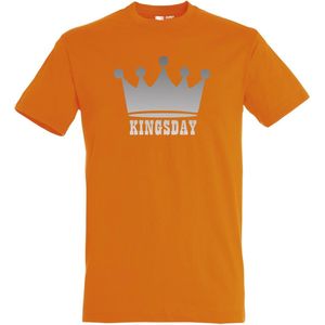 T-shirt Kingsday zilver | Koningsdag kleding | oranje shirt | Oranje | maat 4XL