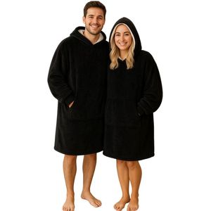 Snuggle deken met mouwen zwart