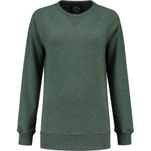 Lemon & Soda heavysweat raglan sweater voor dames groen gemêleerd maat S