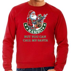 Grote maten Foute Kerstsweater / Kerst trui Rambo but you can call me Santa rood voor heren - Kerstkleding / Christmas outfit XXXL