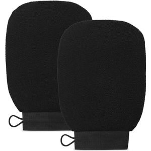 2 stuks - Scrubhandschoen - Scrub handschoenen - Exfoliërende Badhandschoenen - herbruikbaar - scrub handschoen - lichaamsverzorging - Bad - Douche - zwart - viscose vezels - 15*21cm