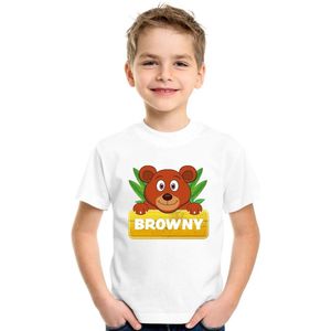 Browny de beer t-shirt wit voor kinderen - unisex - beren shirt - kinderkleding / kleding 158/164