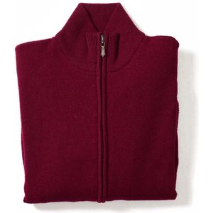 Osborne Knitwear Windstopper cardigan met rits - Dames - Lamswol - Bordeaux - Zwarte voering - 2XL