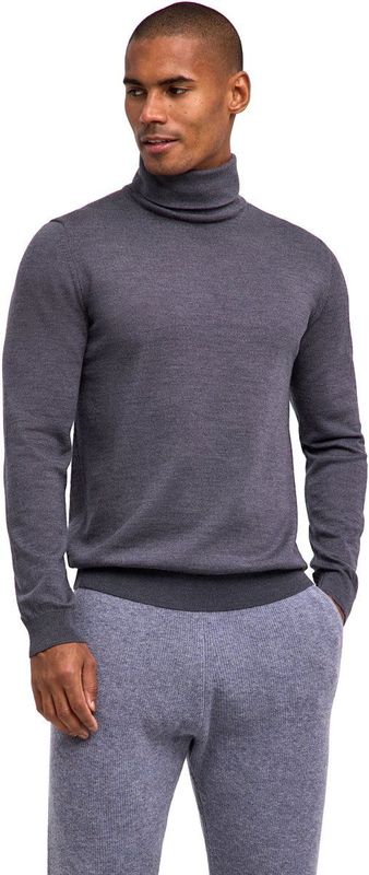 FALKE Basic Roll Neck elegante klassieker wol coltrui heren grijs - maat S