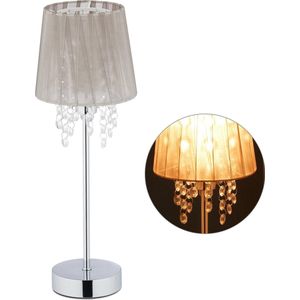 Relaxdays tafellamp kristal - nachtlamp - decoratie - E14 fitting - lampenkap van stof