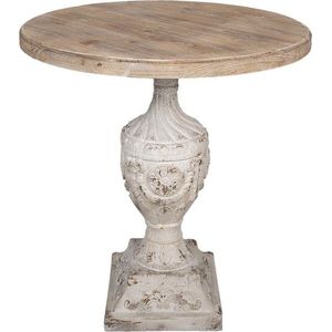 Bijzettafel Rond Ø 76*78 cm Bruin, Wit Hout Rond Sidetable Tafeltje