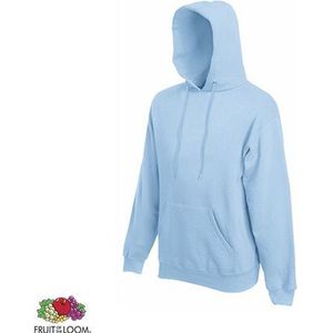 Fruit of the Loom Hoodie Sky Blue Maat L dubbellaagse capuchon