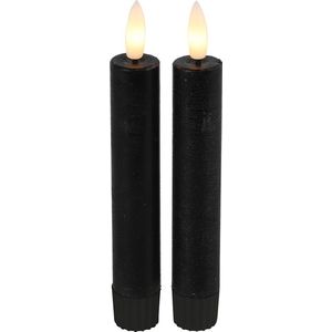 Led kaarsen met afstandsbediening Countryfield - LED dinerkaars klein zwart 15 cm - zwart - met timer - set van 2