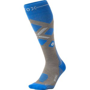 STOX Energy Socks Skisokken Dames - Compressiekousen - Merino Wol Sokken Taupe Blauw - Ski & Snowboard Compressie Sokken - Maat S: 36-38 - 1 Paar