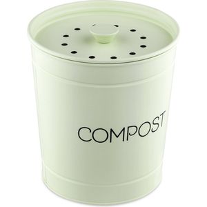 Navaris metalen compostbak 3l - Afvalbakje met 3x filter tegen vieze geuren - Prullenbak met deksel voor gft-afval - Compostemmer keuken - Mintgroen