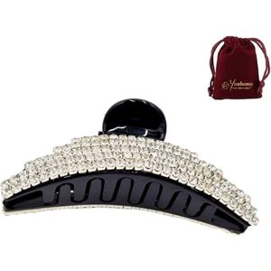 Mooie haarklem glitter steentjes , zwart- Youhomy accessoires hairfashion-7.5 cm Hairclaws clips- cadeau voor vrouwen| Moederdag| Valentijnsdag| Sinterklaas cadeau| Kerst cadeau voor moeders en vriendinnen