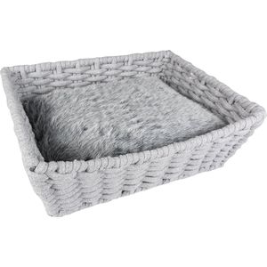 Duvo+ Kattenmand Oyster mand rechthoekig in katoentouw Grijs 45x34x16cm