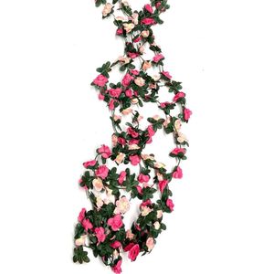 Kunstrozenslinger 4 stuks 24 meter kunstklimop rozenslinger voor slaapkamer muur decoratie hek bruiloft boog feest tuin (wijnrozen)