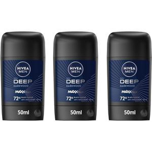 Nivea Deo Stick - Deep Black Carbon - Dark Wood - Voordeelverpakking 3 x 50 ml