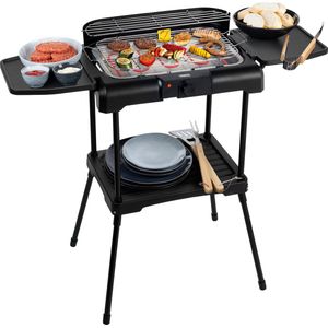 BBQ - Princess 112250 Elektrische BBQ met zijplanken - BBQ - 40x25cm - Met en zonder statief te gebruiken - Met zijplankjes - Ook te gebruiken als tafelgrill - 2200W