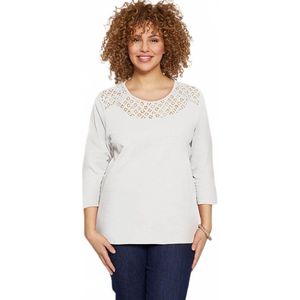 T-shirt met 3/4 mouwen van katoen en kant