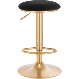 Néos® Barkruk - Ergonomisch - Draaibaar - Velvet - Zwart en Goud - 61-82cm