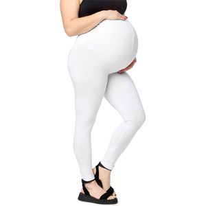 Merry Style Dames Grote Maten Leggings - Zwangerschapskleding - Lange - Viscose - MS-MS10-460-LE - Wit - 3XL