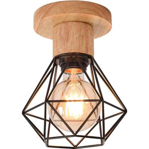 Goeco Plafondlamp - 15.5*20cm - Klein - E27 - Ijzeren Kooi Hanglamp - voor Hal, Studeerkamer, Keuken, Kantoor, Slaapkamer - Lamp Niet Inbegrepen