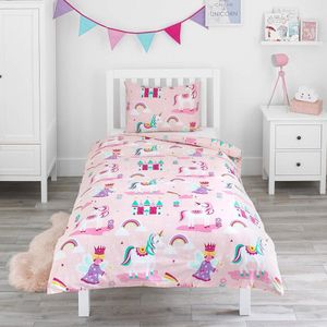 Dekbed met eenhoorn, roze, 135 x 200 cm, kinderdekbed, eenpersoons dekbed voor kinderen, prinsessen