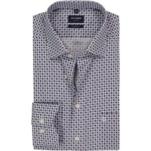 OLYMP - Luxor - Overhemd - Marine Blauw - Modern Fit - Mouwlengte 7 - Strijkvrij