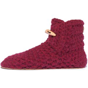 Kingdom of Wow - Sloffen Hoog Dames Barefoot Wol Wine Rood Maat 38/39 - Handgemaakt