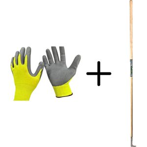Synx Tools Voegenmes RVS + Spear & Jackson Werkhandschoen Maat L - Tuinhandschoenen - Maat Large - Dames en heren - Gerecycled - onkruidmes - voegenkrabber met steel 150cm