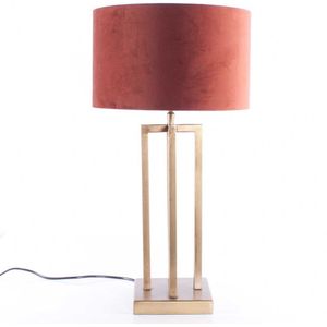 Tafellamp vierkant met velours kap Roma | 1 lichts | brons / bruin / goud / koper | metaal / stof | Ø 30 cm | tafellamp | modern / sfeervol / klassiek design