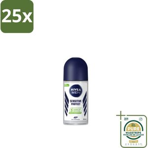 25 x NIVEA MEN - Deodorant Roller - Sensitive Protect - 50 ml - Grootverpakking - Gevoelige Huid - Anti-transpirant - Deodorant Roller - Zweetbescherming - Huidverdraagzaamheid