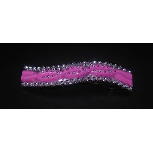 Patentspeld roze gebogen met strass punten