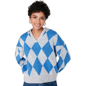 Trendyol Oranje Breed Patroon Zacht Getextureerd Patroon/Jacquard Gebreide Trui Twoaw23Kz00904