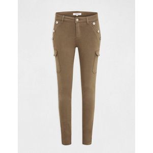 Skinny cargo trousers with buttons raw denim 232-Pema2 Kaki