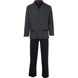 Gotzburg heren pyjama met knoopjes - blauw met rood en wit dessin - Maat: XL