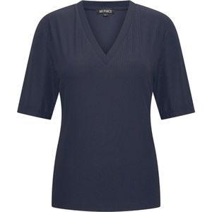 Travel Shirt V-Neck Ribbed MP202644 Dark Blue
